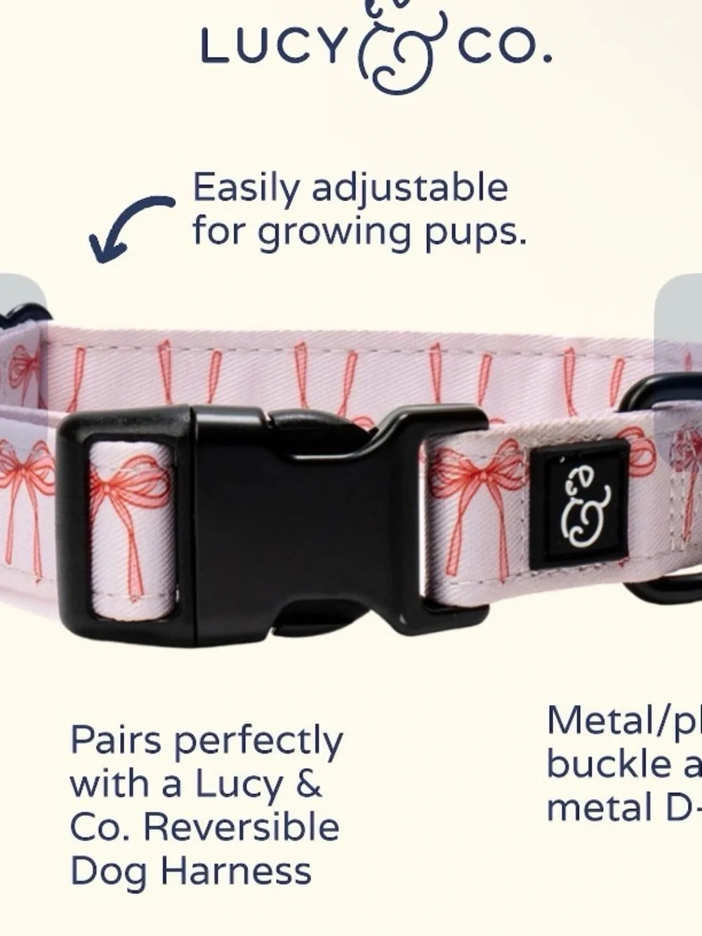 Lucy & Co. Take a bow  Pink Bow Pattern Adjustable Collar